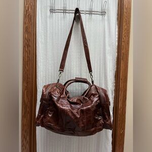 Handcrafted Leather With Zippered Compartments Traveling Duffel Bag Size XL